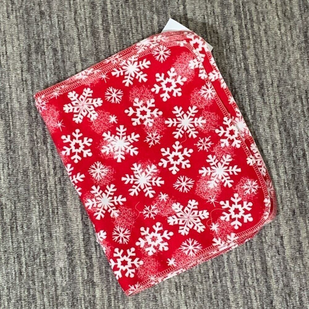 Lot of 4 Handmade Baby Boys Girls Burp Cloths Snowflakes Red‎ Cotton Gift New